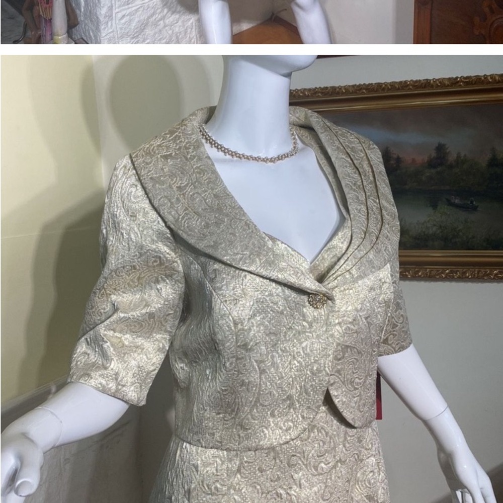 JS Collections Two-Piece Cocktail / Wedding Party Dress & Jacket - Picture 4 of 7